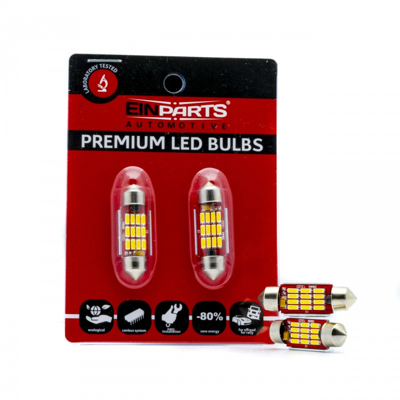 C5W LED žárovky (12 x SMD 4014) 36mm 5000K CANBUS 12/24V