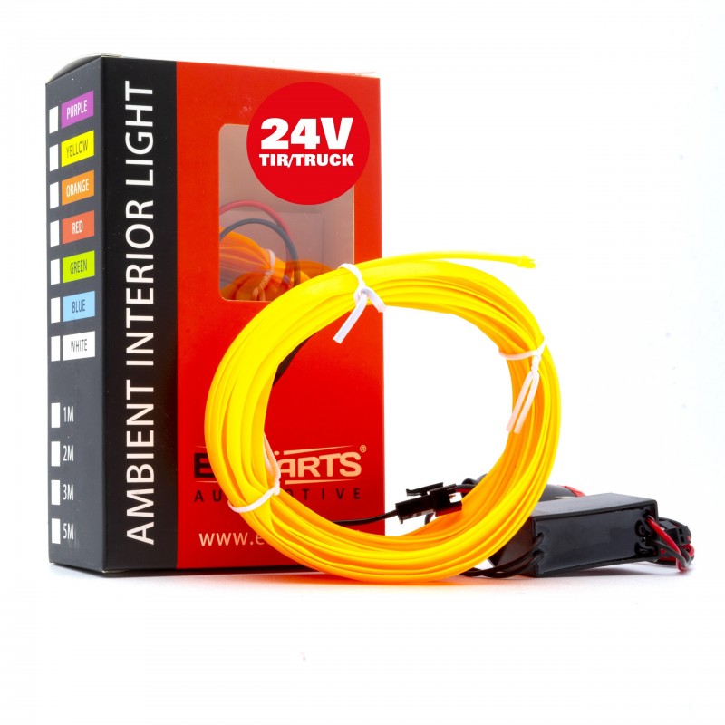 LED světlovodný pásek 5m (jantar) 24V