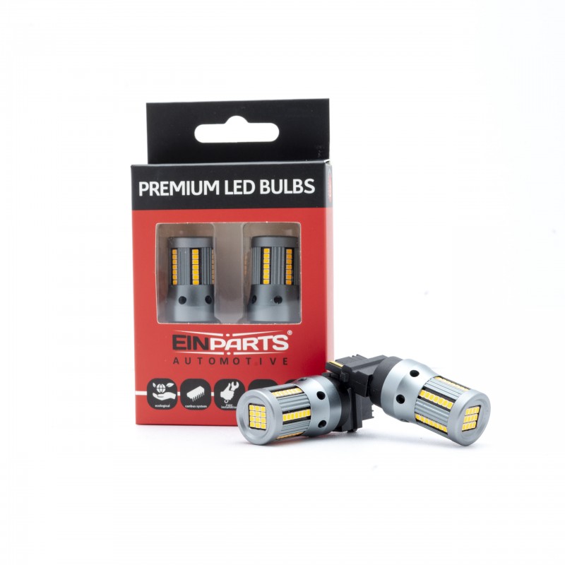 P27W LED žárovky (66 x SMD 2016) oranžová CANBUS