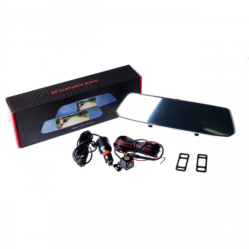 DVR videorekordér do auta se 7" monitorem ve zpětném zrcátku FHD 1080P 170° (+couvací kamera)