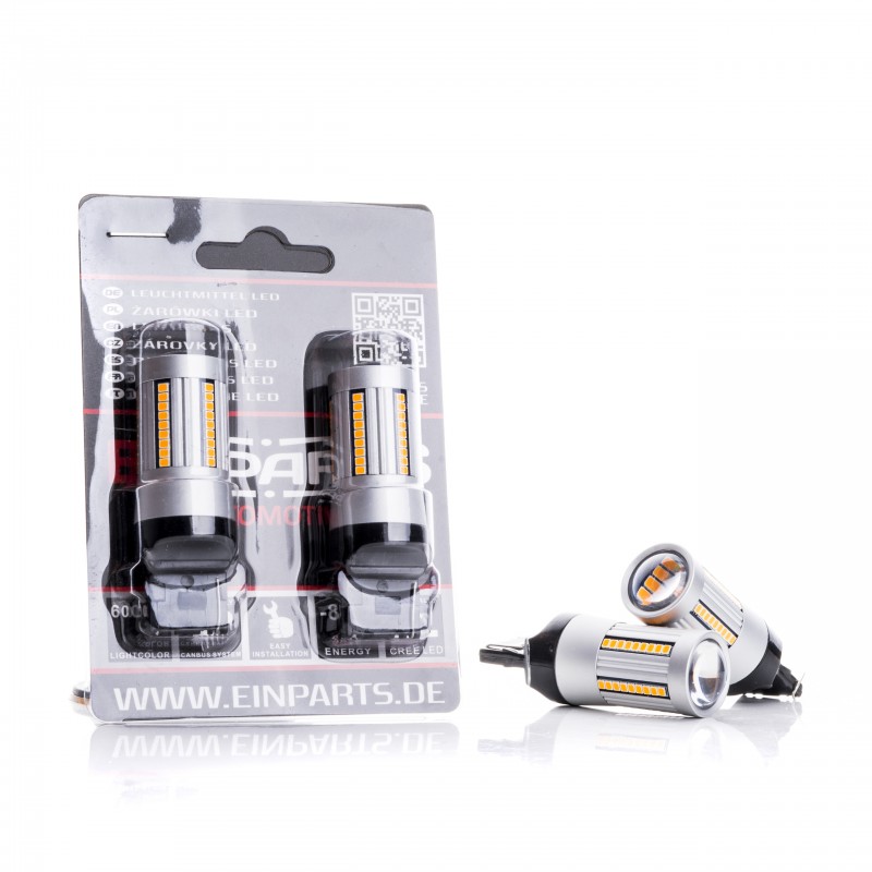 W21W LED žárovky (66 x SMD 2016) oranžová CANBUS