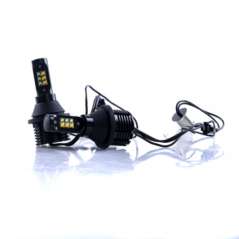 PY21W LED žárovky 30W (12 x CREE) 6000K/oranžová CANBUS DRL+ Blinkr