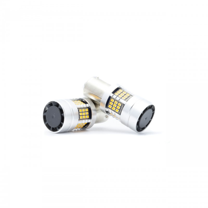 P21W LED žárovky (54 x SMD 2016) jantar CANBUS