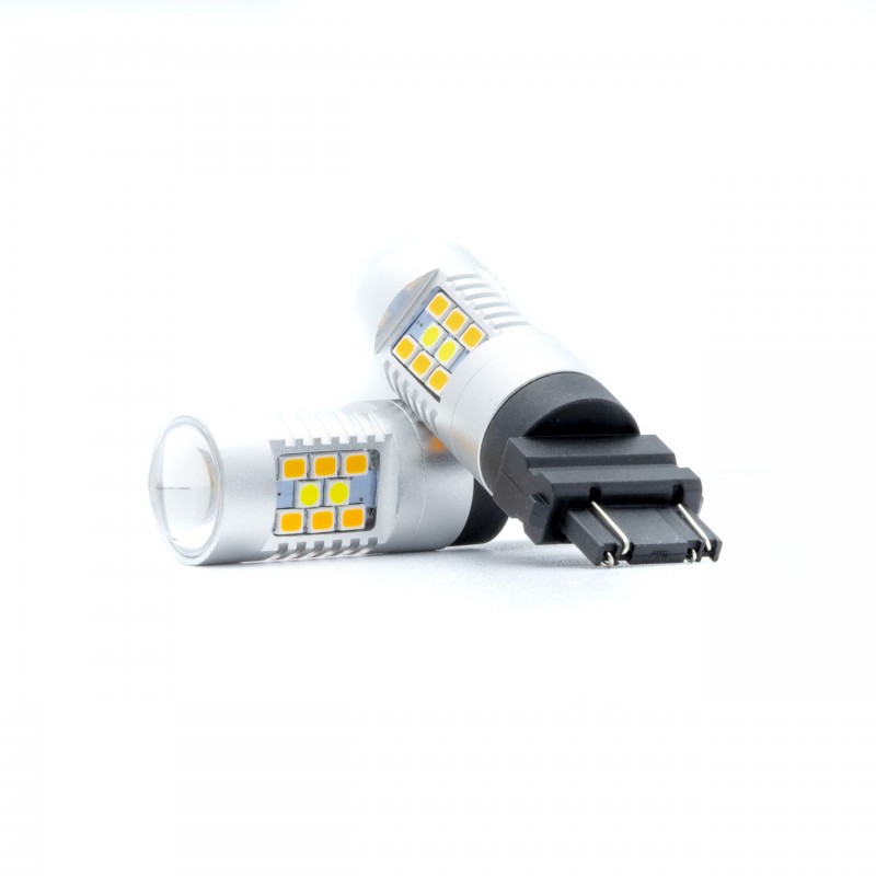 P27/7W LED žárovky (24 x SMD 3030) 6000K/oranžová CANBUS