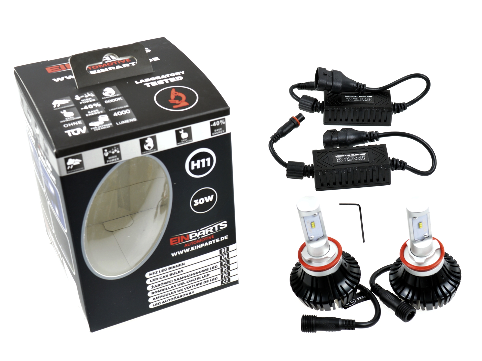 H11 LED žárovky 30W (6 x LUMILED) 6000K CANBUS