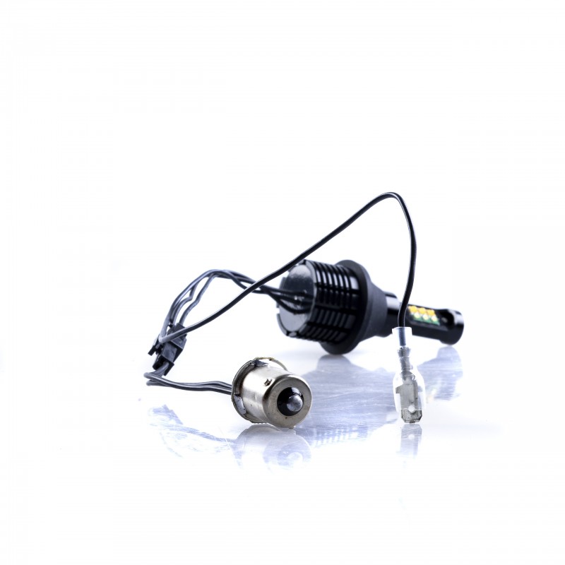 PY21W LED žárovky 30W (12 x CREE) 6000K/oranžová CANBUS DRL+ Blinkr
