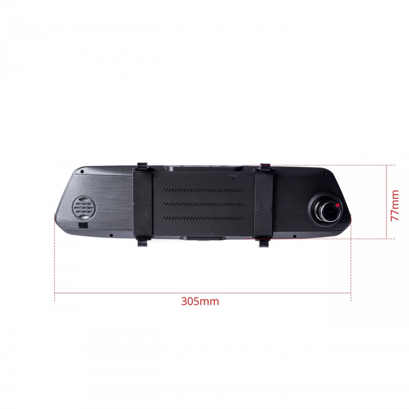 DVR videorekordér do auta se 7" monitorem ve zpětném zrcátku FHD 1080P 170° (+couvací kamera)