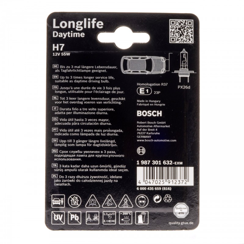H7 Halogenová žárovka 55W (BOSCH Longlife) 3000K