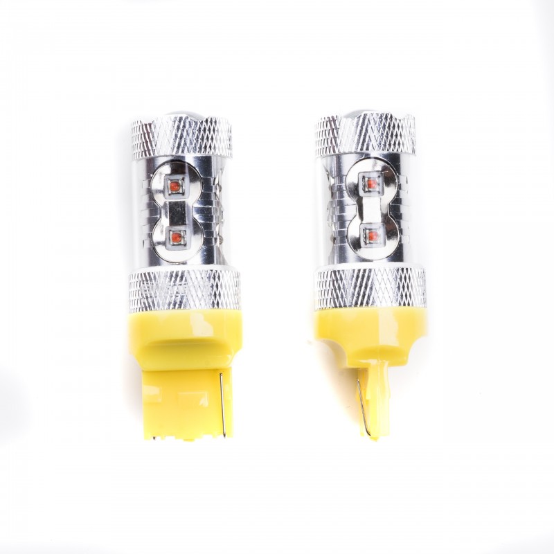W21W LED žárovky 50W (10 x CREE) oranžová 12/24V