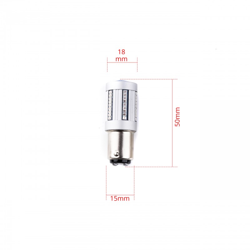 P21/5W LED žárovky (66 x SMD 2016) červená CANBUS