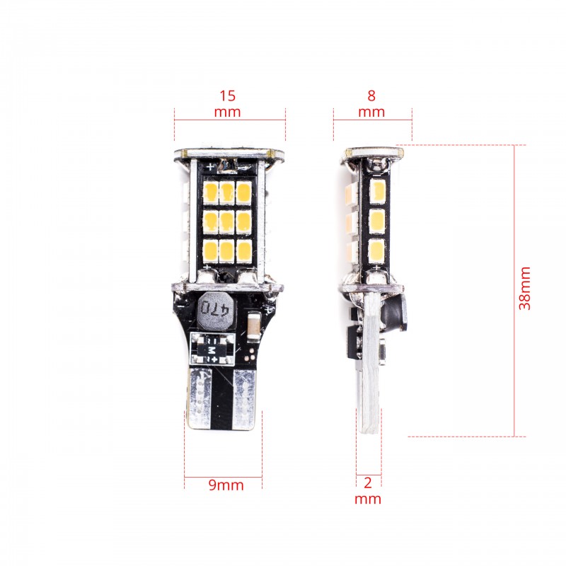W16W LED žárovky (30 x SMD 3020) oranžová CANBUS