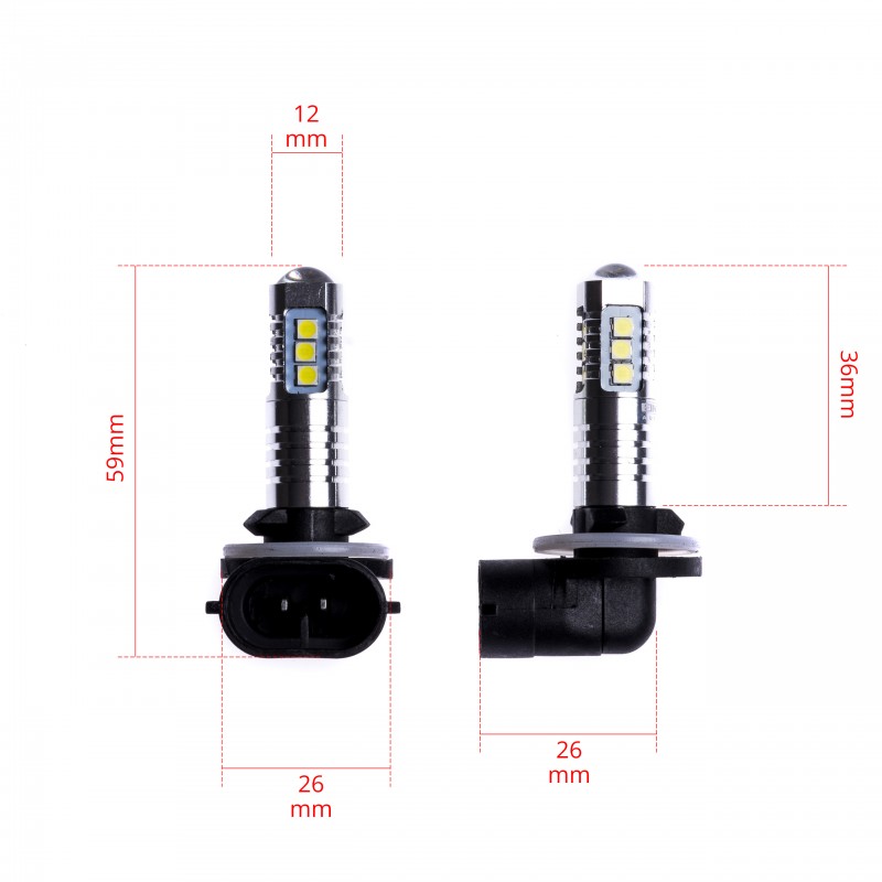 H27W LED žárovky (14 x SMD 3030) 6000K