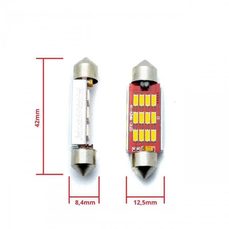 EPL308 LED žárovky C10W (12 x SMD 4014) 42mm 5000K CANBUS 12/24V
