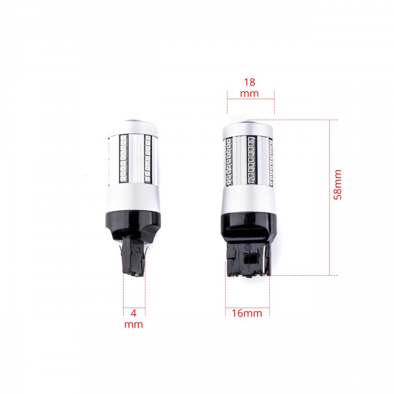 W21W LED žárovky (66 x SMD 2016) červená CANBUS