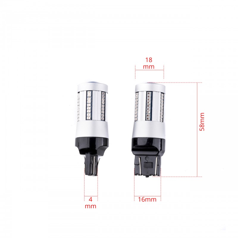 W21/5W LED žárovky (66 x SMD 2016) červená CANBUS