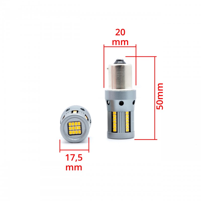 PY21W LED žárovky (66 x SMD 2016) oranžová CANBUS (B)
